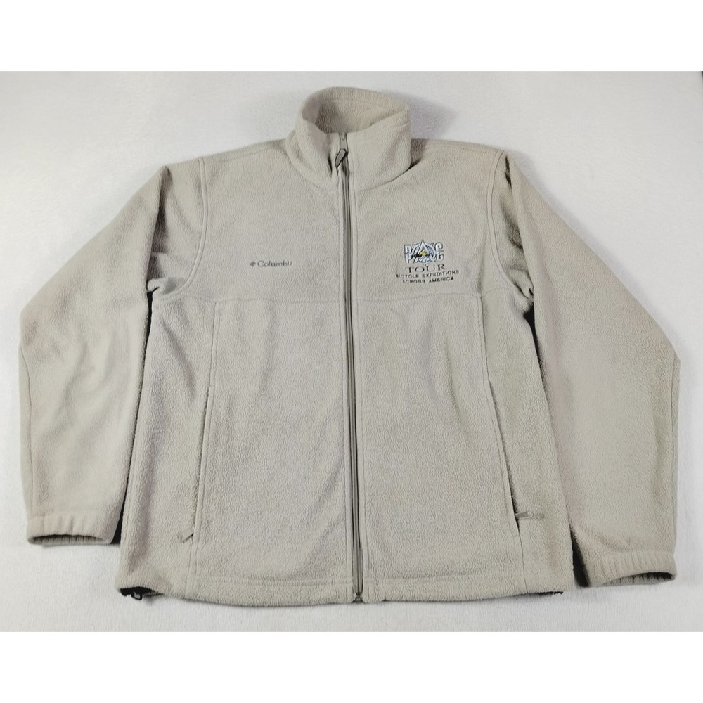 Vintage Columbia Jacket Mens Small Beige Fleece PAC Tour Cycling Bicycle Casual